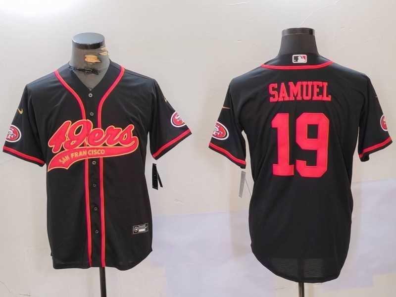 Mens San Francisco 49ers#19 Deebo Samuel Black With Patch Cool Base Stitched Baseball Jersey